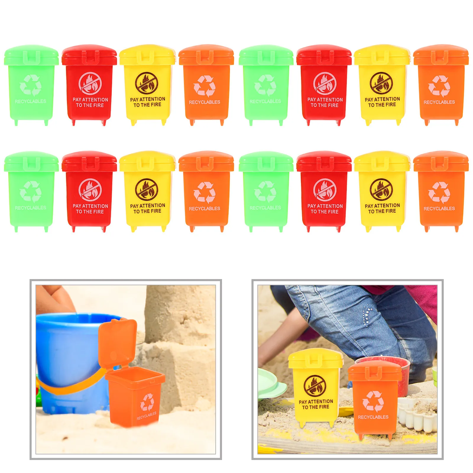 20Pcs 시뮬레이션 쓰레기통 밝고 생생한 컬러 미니 쓰레기통 어린이 놀이방 교육 소품 사진 소품