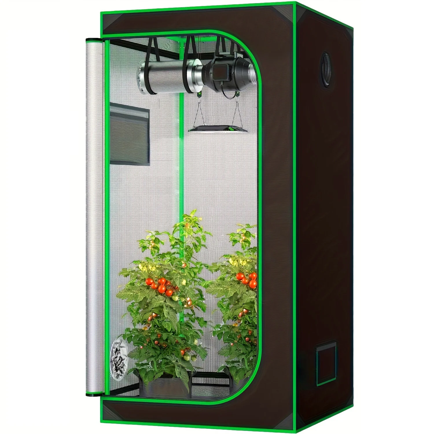 Premium Grow Tent, 24"x24"x48" High Reflective Mylar with Multi-Chamber & Floor Tray for Hydroponic Houseplants
