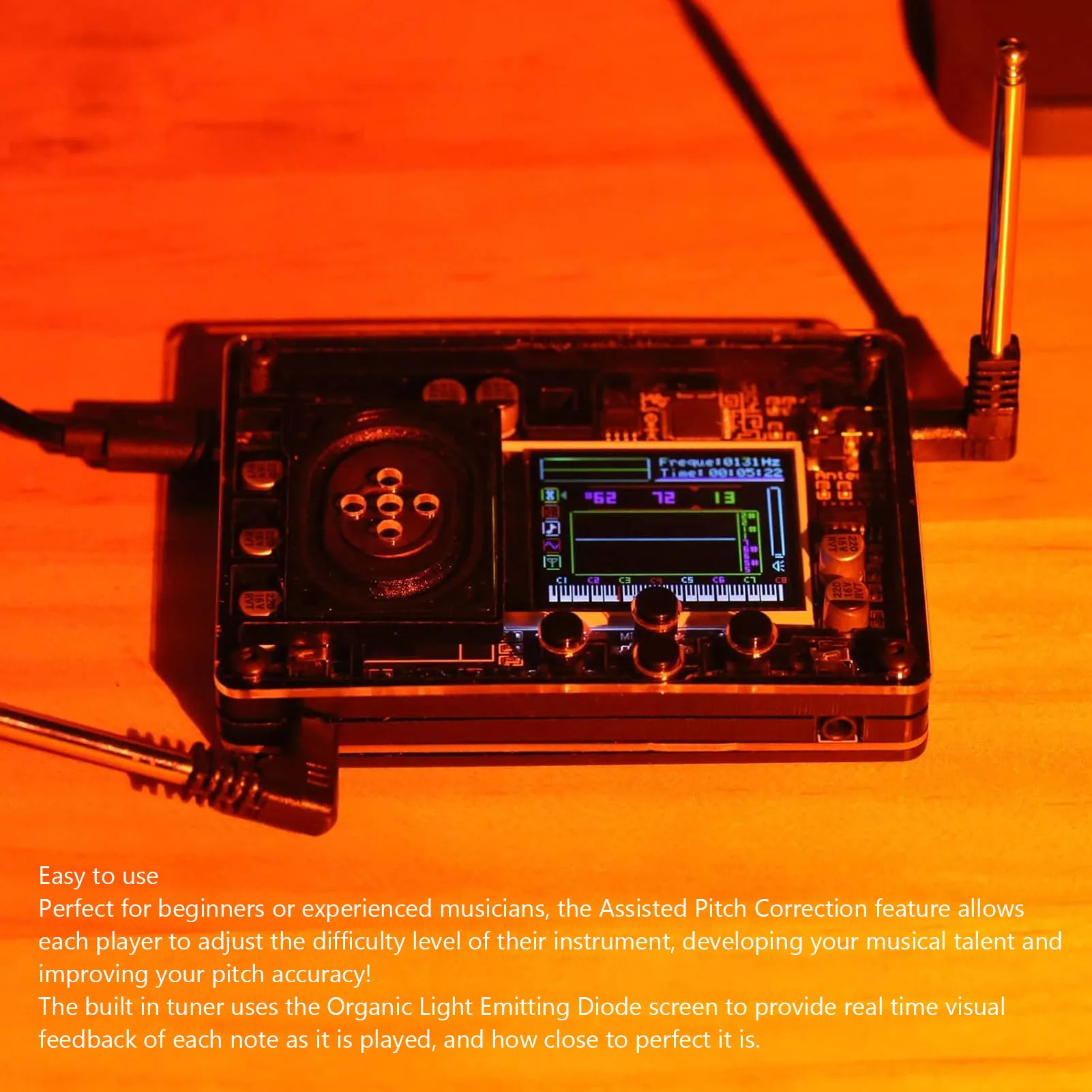 Mini Theremin Instrument Antenna Calibration Function Theremin Musical Module Type C Interface Color Screen for Musicians