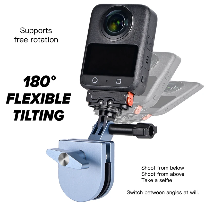 Support moto GoPro Insta360 DJI Osmo - Pince pare-brise aluminium