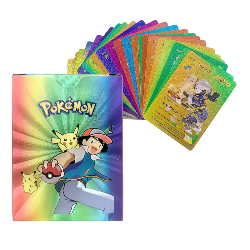 55-12 Pcs carte Pokemon inglese Vmax GX Color Energy Card Pikachu Rare Collection Battle Trainer regalo per ragazzi giocattolo di natale