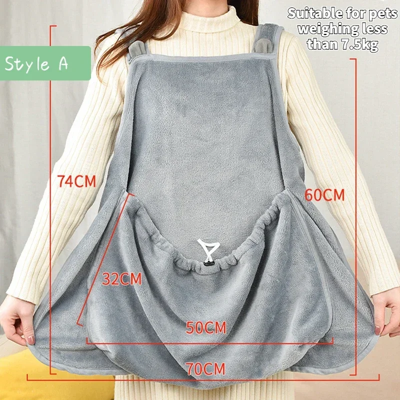 Pet Pet Carrier Apron Outdoor Travel Small Cat Dogs Hanging Chest Bag Cat Sleeping Pocket Winter Plush Pets Carrier Pouch