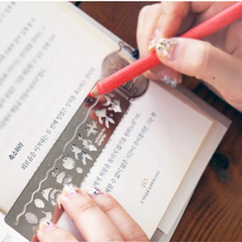 Metal Bookmark Bookmarks Stationery Supplies Delicate Cutout Ultra-thin Tape Ruler Brief Book Marker for Books