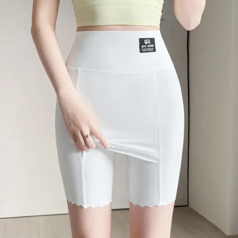 Plus Size Women Shorts Under the Skirt Big Large Summer Seamless Protective Spandex Hip-up Safety Pants Skirt Underpants White