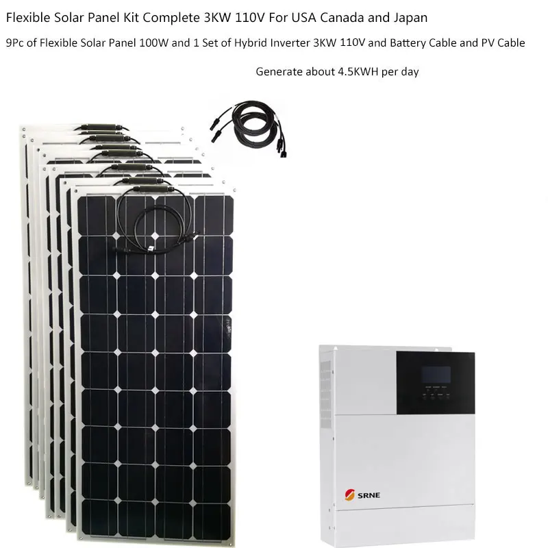 Kit Solare Completo 3000W 220V 110V Caricabatteria Pannello Solare 100W Inverter Ibrido Sistema Off Grid Campeggio Auto Caravan Barca Rv