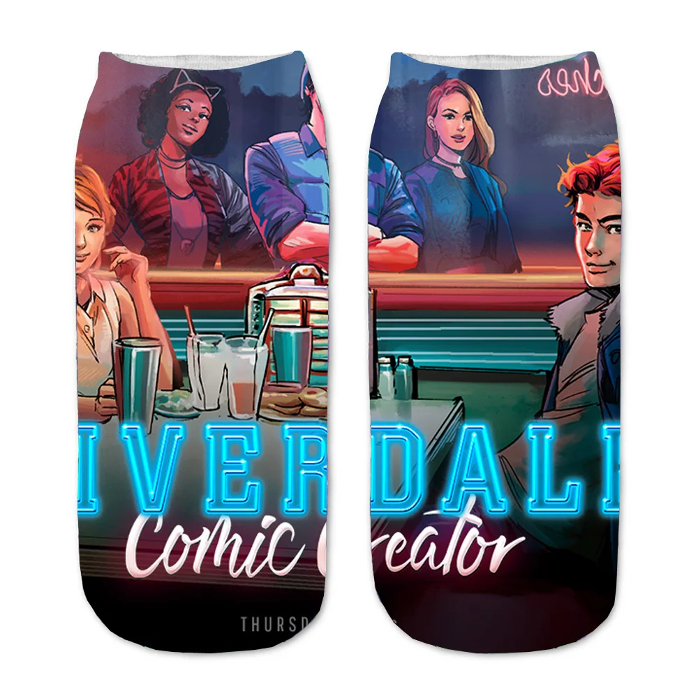 

Teenager Short Sock Kawaii Ankle Socks Anime Riverdale 3D Printed Cartoon Straight Socks Men Women Short Socks