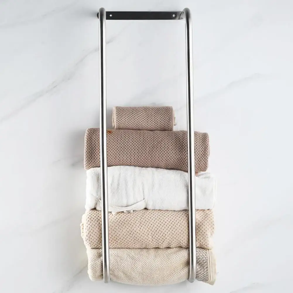 Bathroom Towel Organizer Space-saving Stainless Steel Towel Rack Modern Wall Mount Organizer for Bath Shower Supplies Bathroom