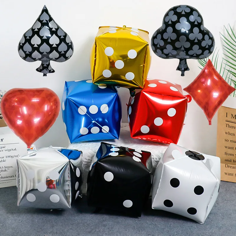 

12 Inch 4D Aluminum Film Balloons Dice Balloons Party Decorations Atmosphere Props Children's Game Toys