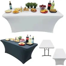 Description Picture 3 of itemHotel Wedding Banquet Solid Color Spandex Tablecloth 4FT Elastic Fabric Table Cover Non-Slip Delicate Durable Party Supplies