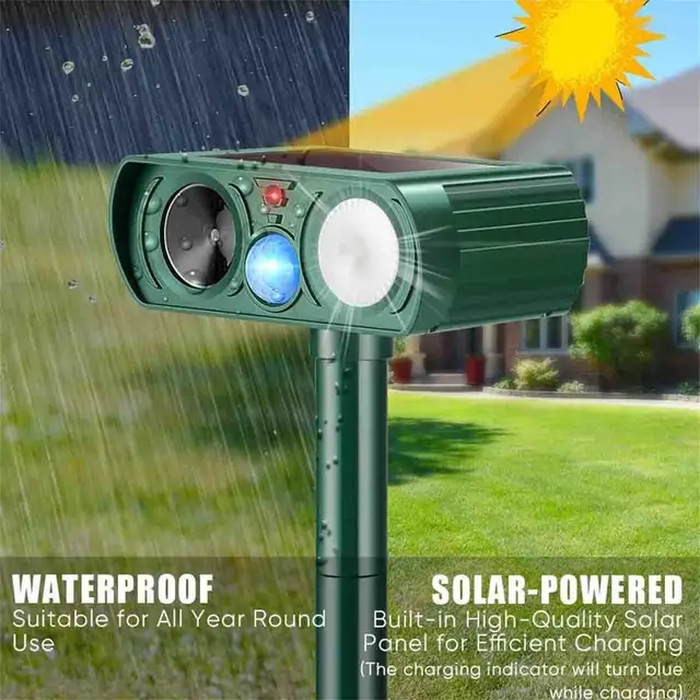 Állati Visszatartó Ultrahangos Napenergia -Macska Kutya Visszataszító Vízálló Elrettentő Madárijesztő Kert Kerti Készletek - Image 2