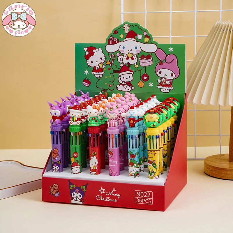 

Sanrio 10 Цветов шариковая ручка мультяшная Рождественская серия креативные Мягкие Резиновые Милые цветные ручные ручки подарочные ручки 0,5 Студенческая канцелярская