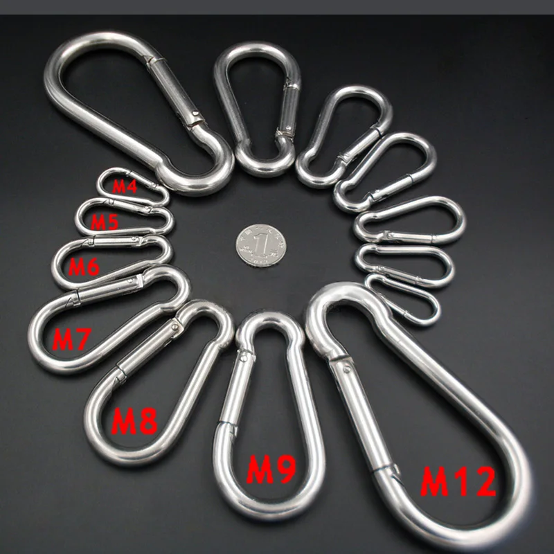304 Spring Buckle snap hooks casting 40 50 60 70 80 90 100 120 140 mm Length  Home hanging Spring Buckle rope  Chain key No2