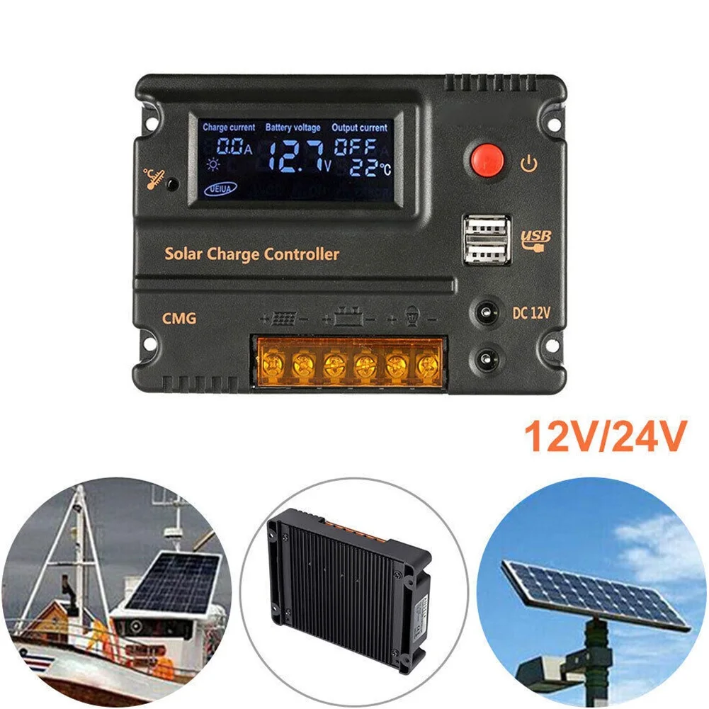태양광 충전 컨트롤러, 배터리 레귤레이터, USB 전기 장비 용품, 액세서리, 12 V, 24V, 10A, 20A CMG, WPC, 1 개