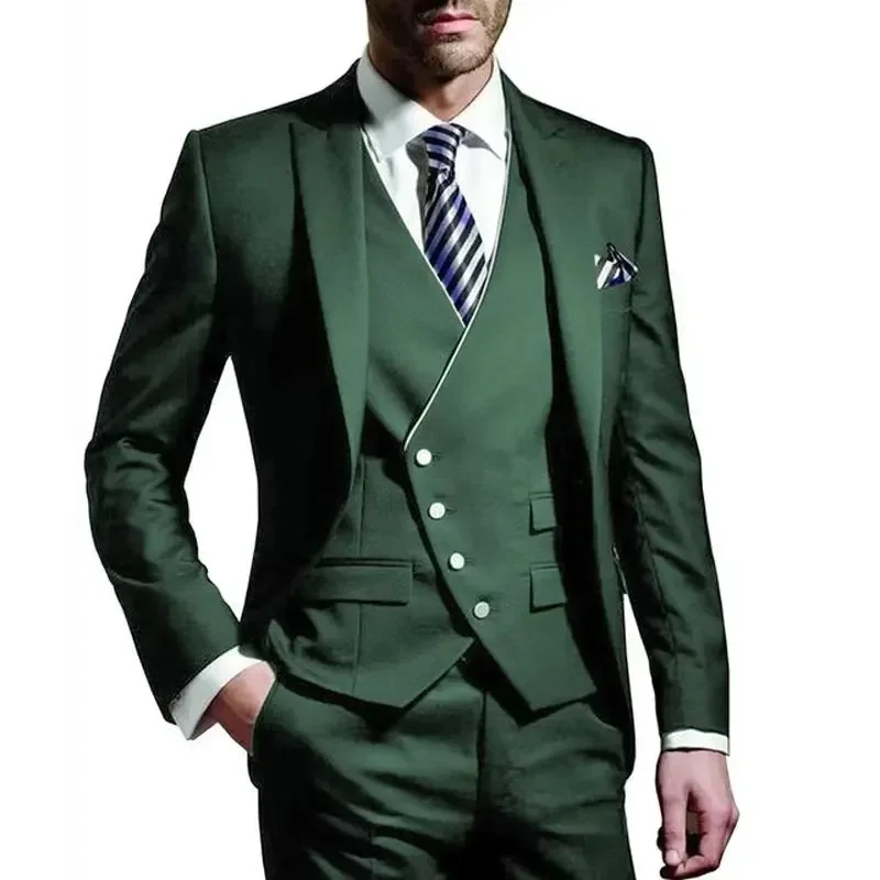 thumbnail image 1 of Trajes para hombres Disfraces de alta calidad 2024 Blazer Chaleco y pantalones 3 piezas Vestido de noche de negocios de boda Conjunto de traje de hombre de corte entallado, 1 of 5
