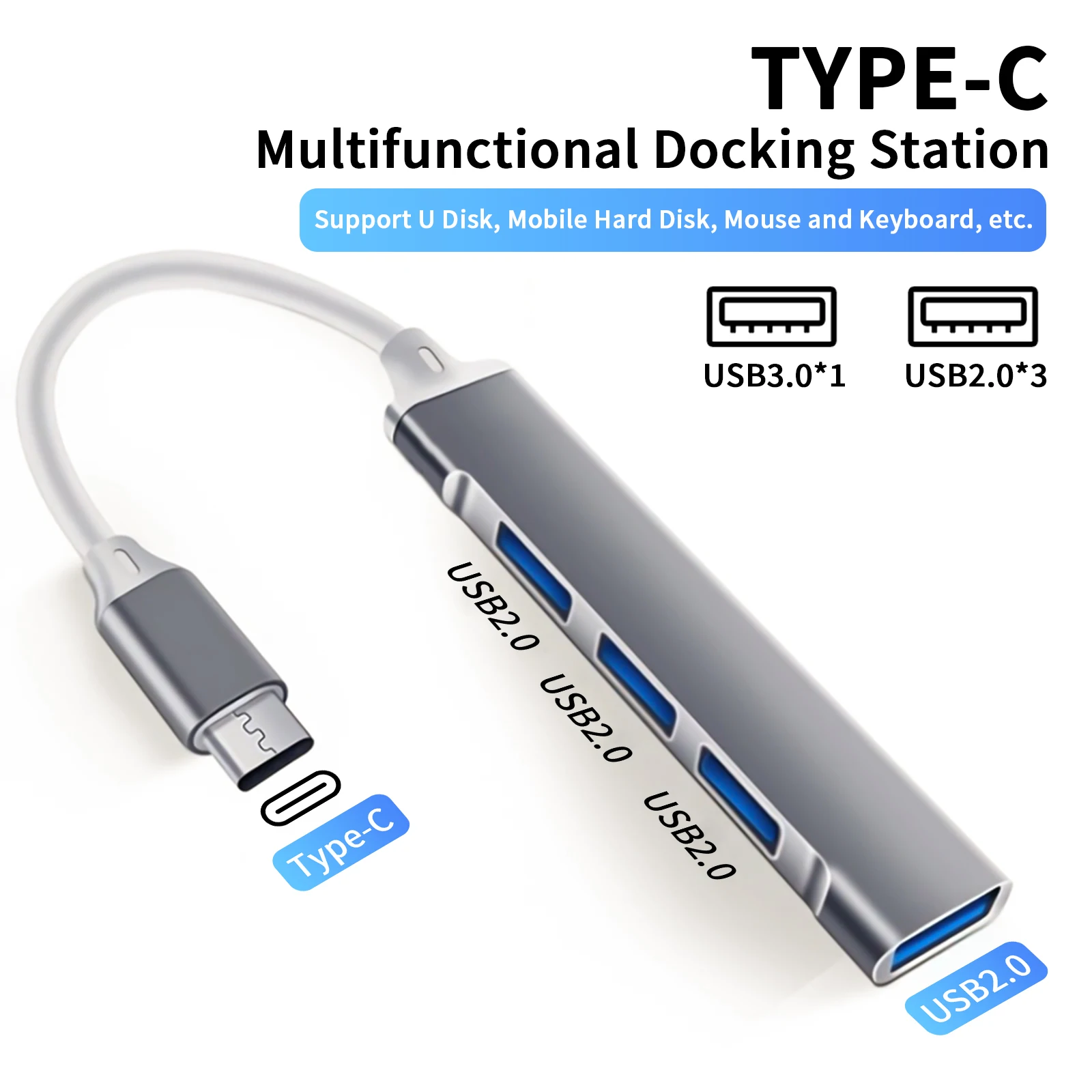 USB Hub Adapter 3.0 USB C Docking Station Type C Laptop Docking Station For MacBook Pro iPad Samsung HP Laptop HUB 4 in 1