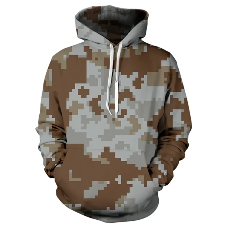 Men's Hoodie 3D Full Printed Camouflage Patterns Casual Long Sleeved Hooded Pullover Autumn Trendy Men Clothing Tops