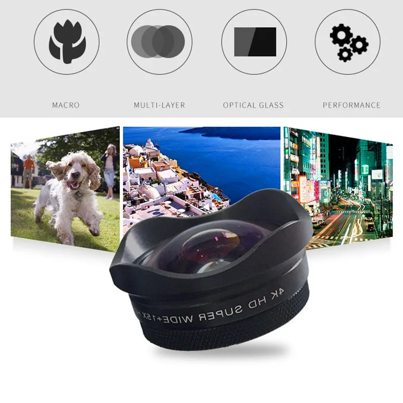 Premium 15X 4K HD 2-in-1 Macro and Wide Angle Phone Camera Lens
