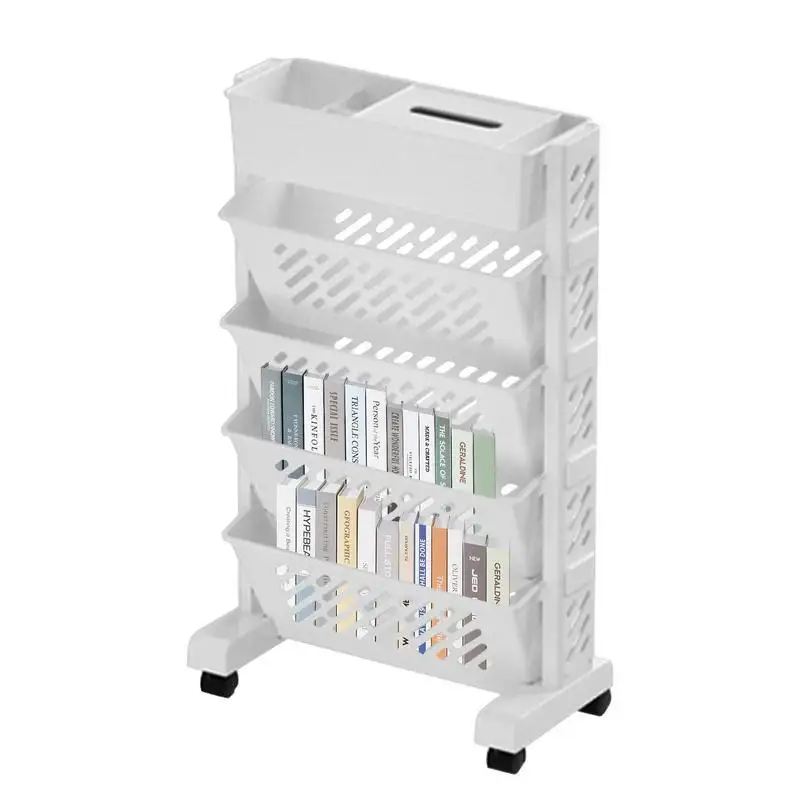 

5 Tier Mobile Storage Rack Multi-Layer Shelf With Wheels Organizer Bookshelf Table Sundry Storage Kitchen Study Storage Cabinet