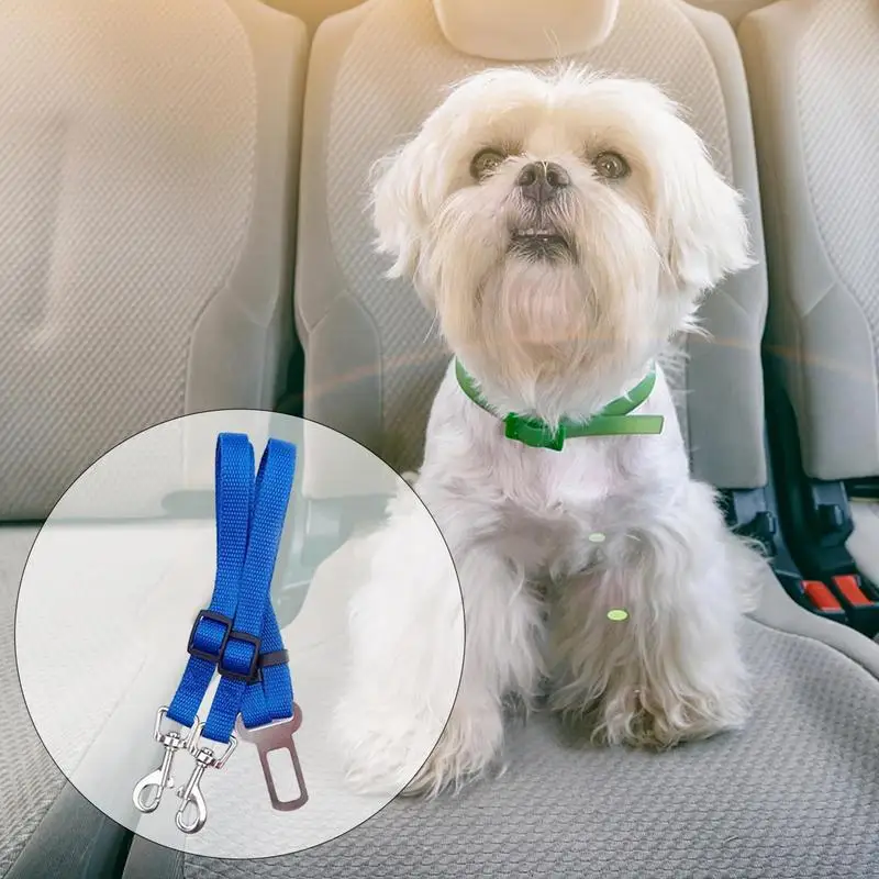 Adjustable Pet Cat Dog Car Seat Belt Pet Seat Vehicle Dog Harness Lead Clip Safety Lever Traction Collars for Travel Walking