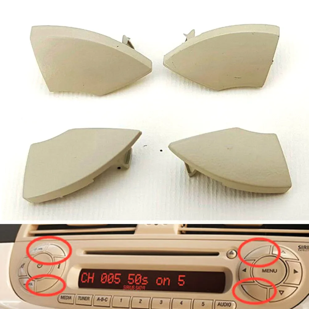 

4pcs Beige Buttons Trim Cover For Radio Cd Button Trim Mold Cover Removal Car Center Console Button Decorative Cover