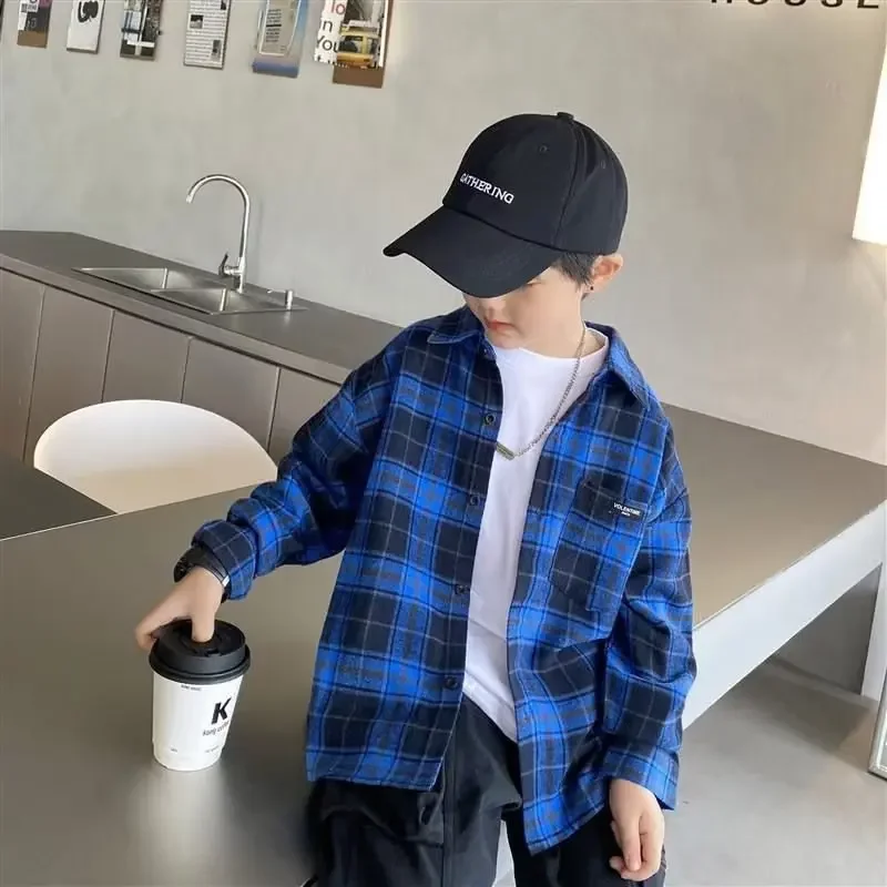 Trendy Korean Style Boys Cotton Shirt Long Sleeve New Arrival Summer Casual Shirt Top For Boys