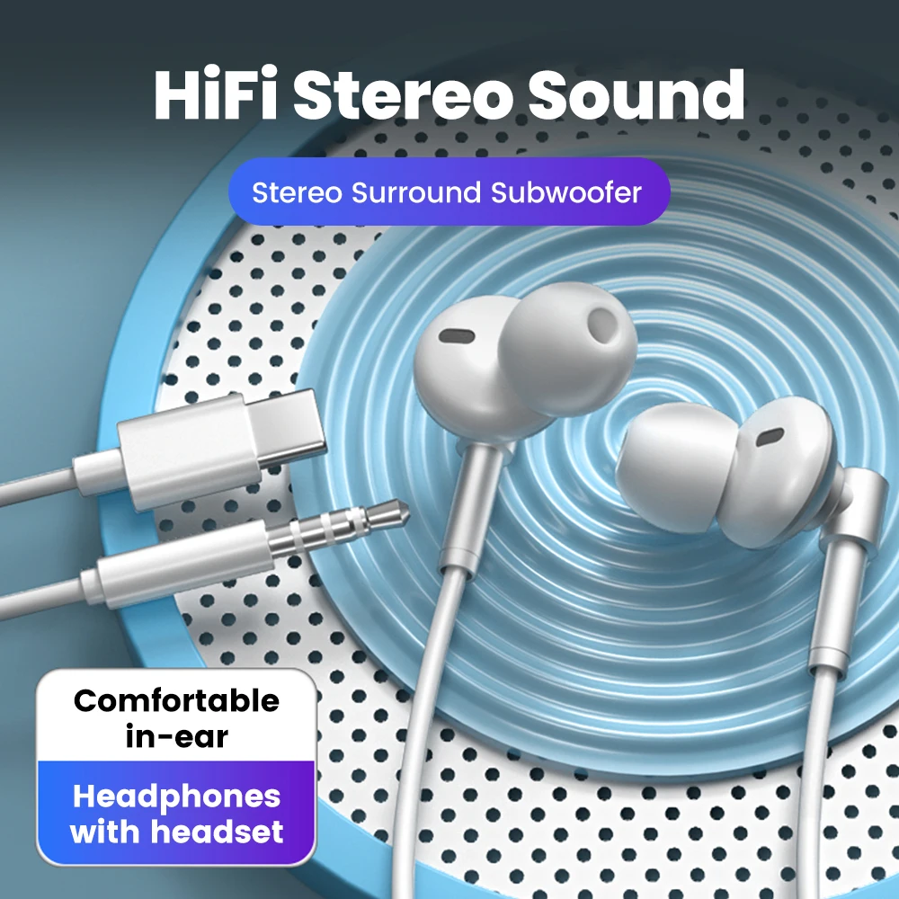 3.5mm Wired Headphones In Ear Headset Wired Earphones with Microphone Bass Stereo Earbuds Sports In-line Control For Phones 2