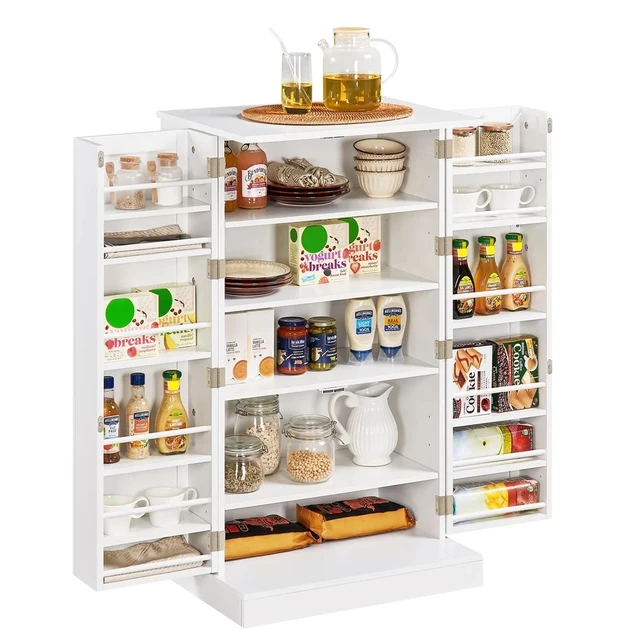 Armario de almacenamiento para despensa de cocina, armario con puertas y  estantes ajustables, blanco, 41 ″H - AliExpress