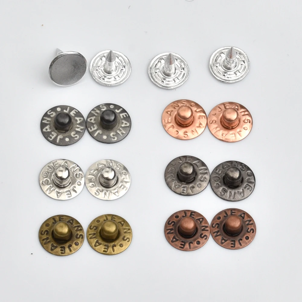 300 대/갑 9.5mm 황동 청바지 단추 리벳 스터드 명반 네일 수정 도구 포켓 가죽 공예 가방 벨트 6 색 무료 배송 ZD-023