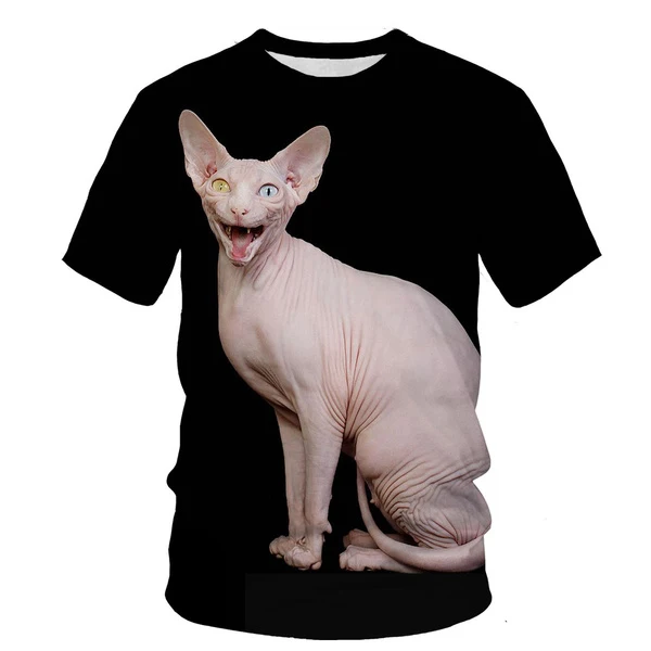 

Модная новинка, Повседневная футболка с 3D принтом Сфинкса и кошек, модный топ с коротким рукавом для мужчин и женщин
