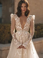Sexy Deep V-neck Backless Wedding Dress Classic Lace Appliques Bride Robe 2025 A-line Long Bridal Gown Customized Robe De Mariée 2