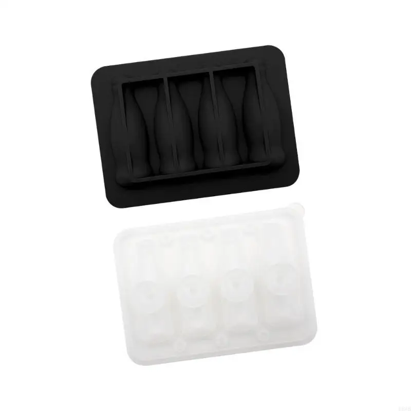 H8WB 3D Coke Bottle Shaped Ice Mold with Lid Silicone Ice Cubes Maker for Creative Drink and Parties Popsicles Making Tool