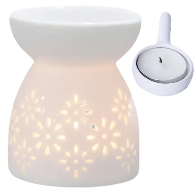 Wax Melt Warmer Tealight White Hollow Candle Warmer Wax Melts Ceramic  Tealight Candle Holder Essential Oil Burner White Carved - AliExpress