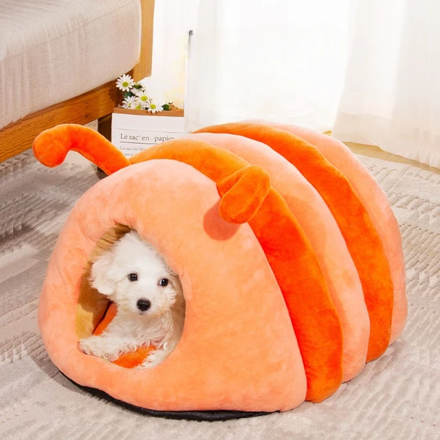 Cute Pet Nest Warm Soft Plush Cat Bed Cartoon Caterpillar Warm Thick Dog House Cat House Foldable Washable Pet Supplies Cat Tent 2