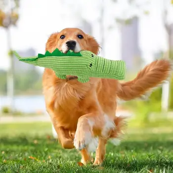 Dog Squeaky Toys Plush Biting Toys For Puppies Wear-Resistant And Bite-Resistant Alligator Toy Relieves Teething Discomfort 5