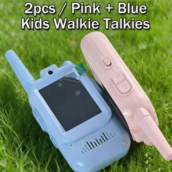 Kids Rechargeable Walkie Talkie Set - Indoor & Outdoor Adventure Toy with One - Click Call, Perfect (Pink and blue)