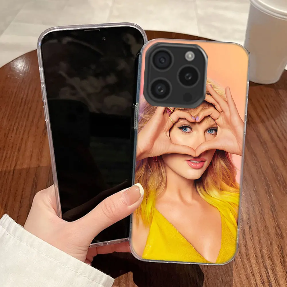 thumbnail image 1 of Funda transparente para teléfono Singer T-Taylors S-Swifts para Aplee iPhone 12 13 Mini 14+ 15 Plus 16 Pro Max Funda 11 Pro X XS Max Coque Hard P, 1 of 5