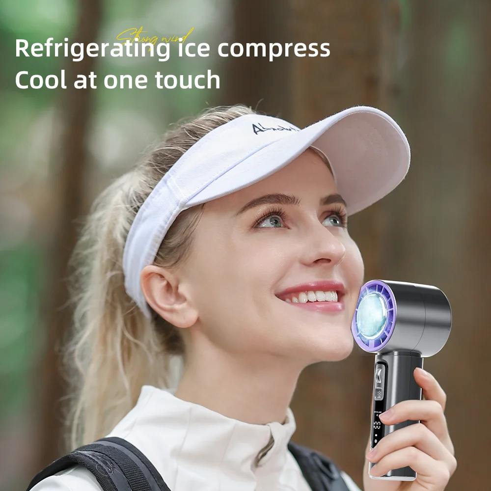 2024 New Semiconductor Refrigeration High-speed Handheld Electric Fan 4000mAh USB Portable Rechargeable Outdoor Small Fan 6