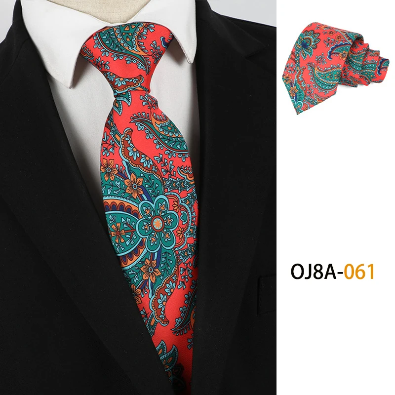 Modische 8 cm Herren-Krawatte, gutes Handgefühl, Druckmuster, klassische Krawatten für Herren, Polyester, Blumenmuster, formelle Business-Hochzeitsaccessoires – Detail 18