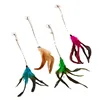 Cat Toy Stick Feather Wand With Bell Mouse Cage Toys Plastic Artificial Colorful Cat Teaser Toy Pet Supplies Random Color 5