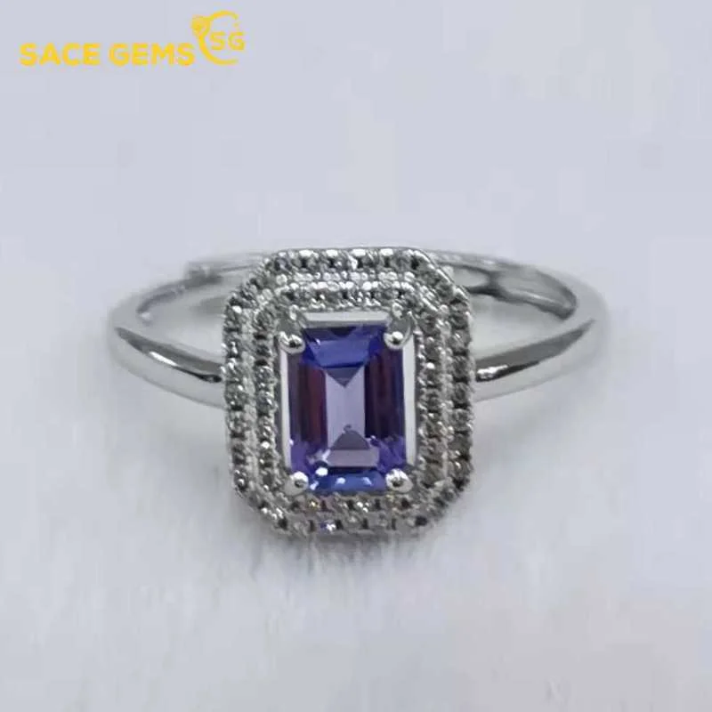 

SACE GEMS New Arrival Trend 925 Sterling Silver Tanzanite Gemstone Rings for Women Engagement Cocktail Party Fine Jewelry Gift