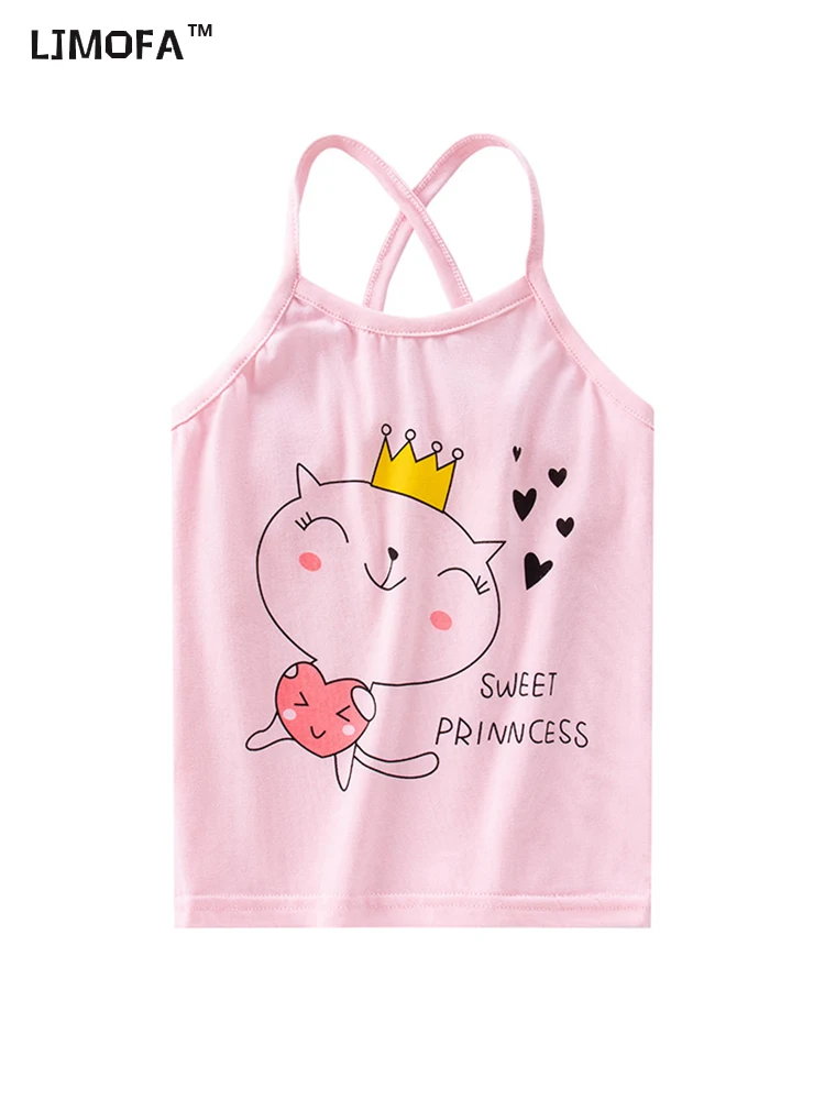 LJMOFA Cotton Children's Summer Vest Colored Kids Camisole Tops Singlet Girls Baby Undershirt T Shirt Sleeveless Garment B224