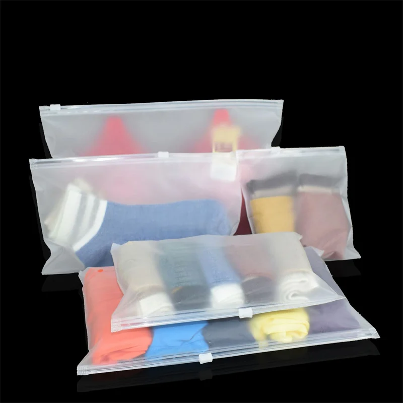 Thicker Frosted Zipper Bags Shoes Clothing Underwear Socks Packaging Supplies Cosmetic Waterproof Storage Pouch Resealable 10pcs