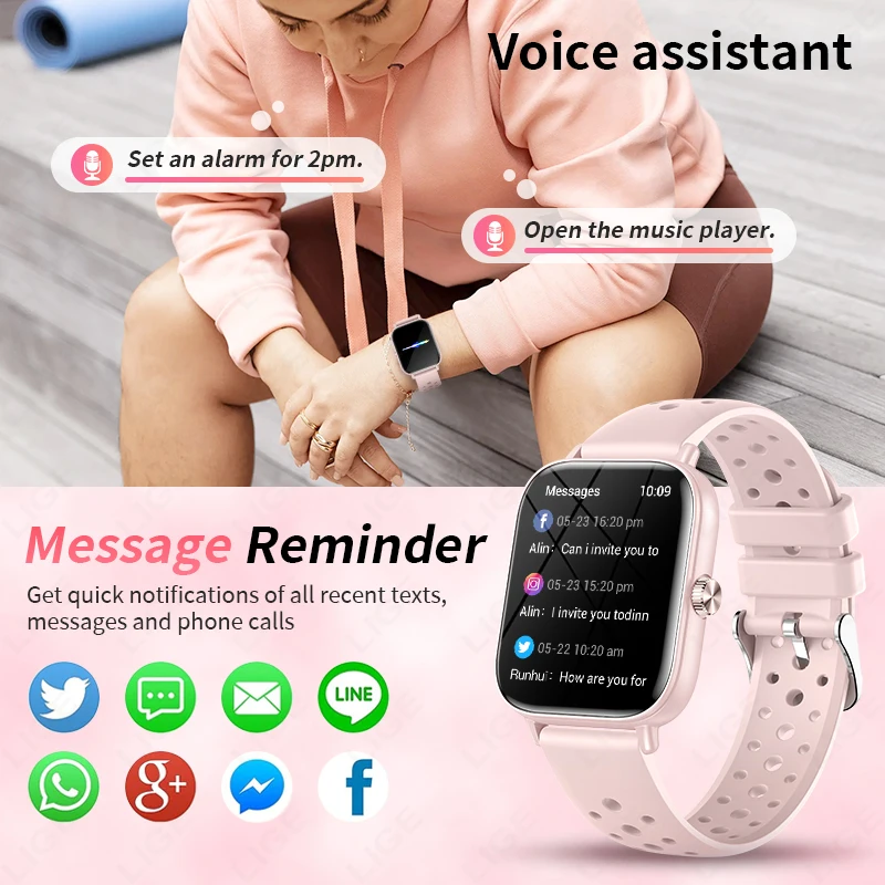 LIGE 2025 New 1.83 Inch Fashion Women Smart Watch Heart Rate Health Monitor Sports Bracelet BT Calling Smartwatch Woman Men+Box