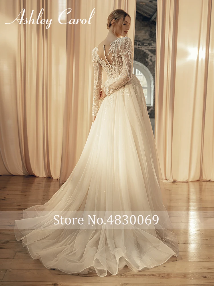 Ashley carol vestidos de casamento para noiva profundo decote em
