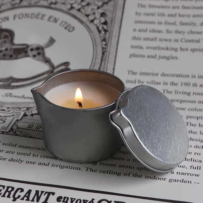 Tinplate Candle Jar Handy Spout Aromatherapy Massage Cream Jars Cosmetic Storage Cans DIY Candles Making Container 12pcs