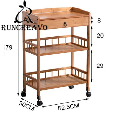 Movable Multifunctional Kitchen Stuff Storage Cart Simple Living Room Tea Table Sofa Small Side Table Wooden Home Furniture