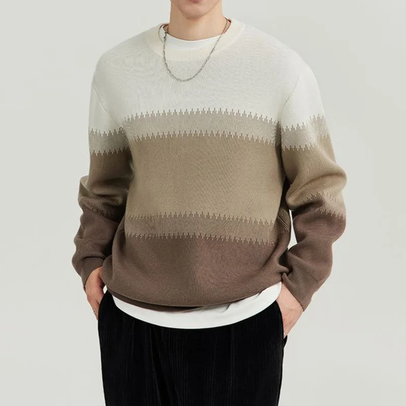 Autumn Winter KPOP Fashion Style Harajuku Slim Fit Tops Loose Casual All Match Knitwear Insert Long Sleeve Patchwork Sweaters