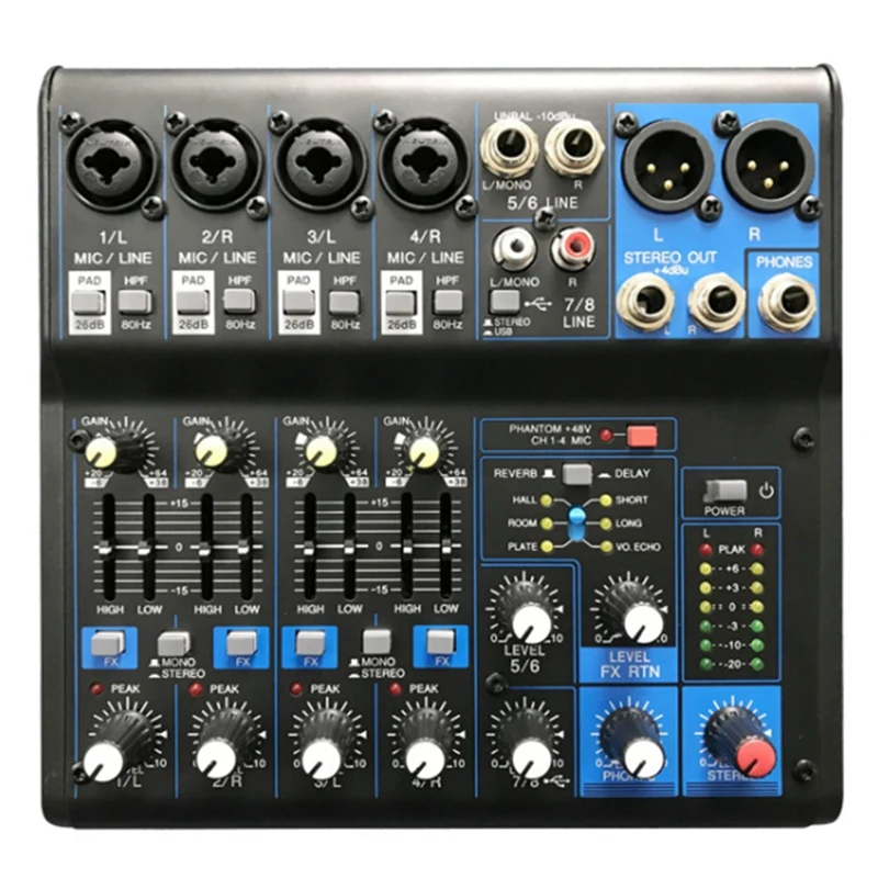 

Top Deals 8 Channel USB Bluetooth 48V Power Stereo Sound Card Audio Mixer Sound Board Console Desk System Interface (US Plug)