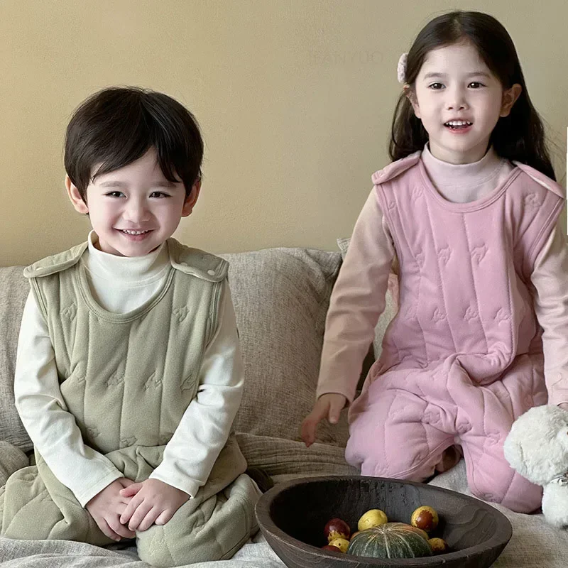 Baby Cotton Jumpsuit Autumn Winter Wool Silk Anti Kick Quilt Blanket Thicken Warm Boys Girls