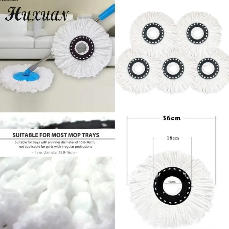 Universal Mop Head Refill Rotating Spin Mops Microfibers Round 16mm Mopping Head Microfiber Rag Mop Cloth Replacement Clean Tool